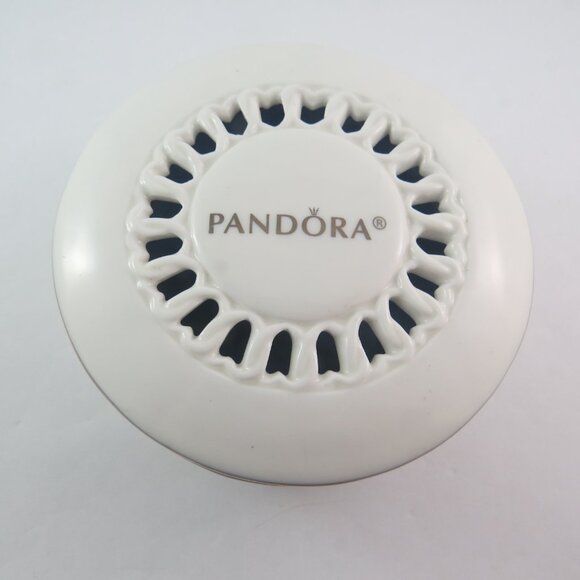 Pandora Ceramic Jewelry Box Bracelet Holder – White Round Trinket Box with Lid - Picture 2 of 5